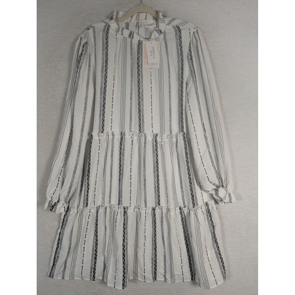 NEW LuLaRoe Annabelle Dress Women's M White Black Geometric Stripe